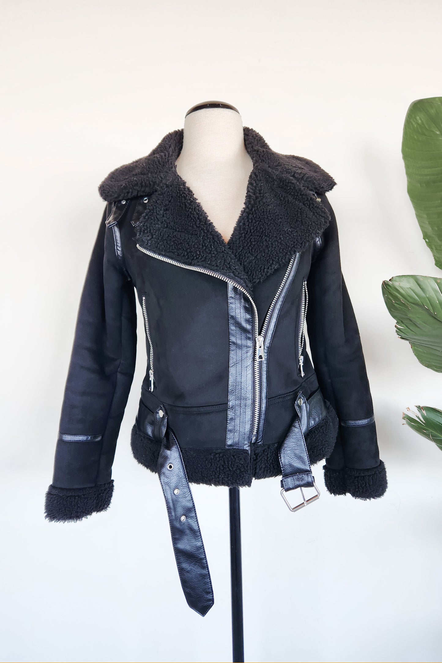 Zara Moto Suede Jacket in Black