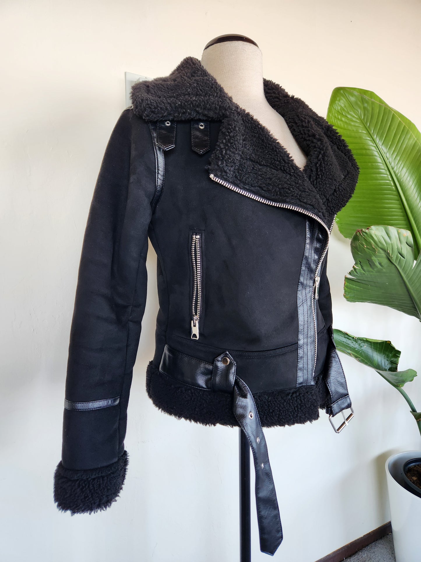 Zara Moto Suede Jacket in Black