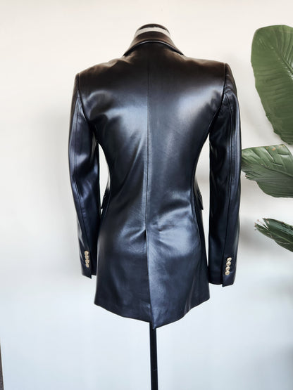 Zara Leather Long Blazer