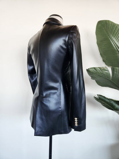 Zara Leather Long Blazer