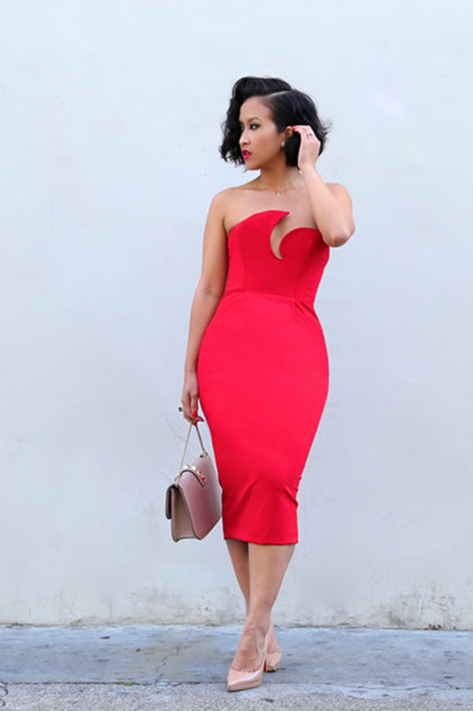 KTR Sample Valerie Midi Dress in Red