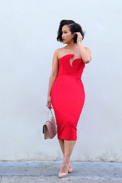 KTR Sample Valerie Midi Dress in Red