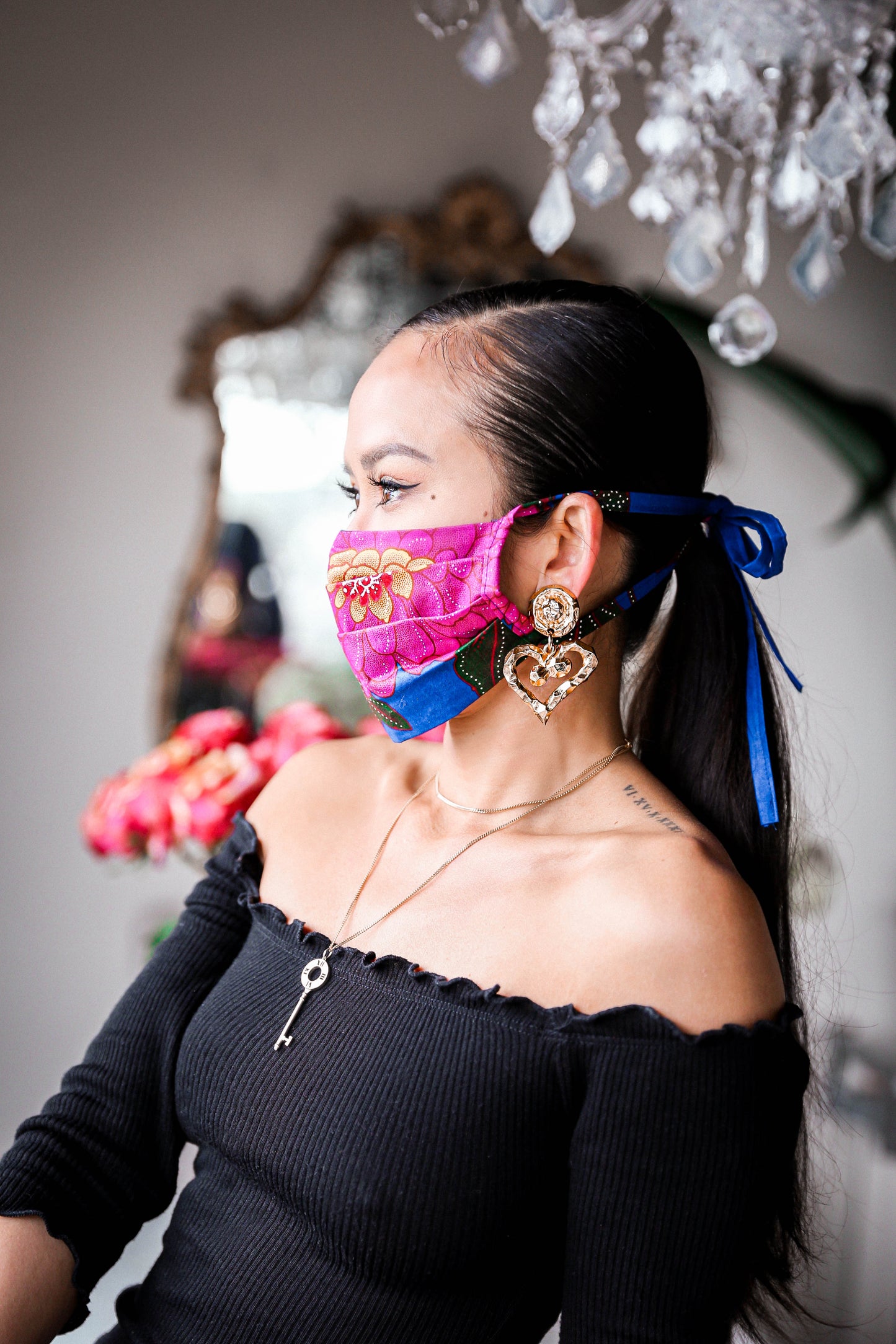 Floral Face Mask with String Ties - ALL PROCEEDS WILL GO TO MEALS ON WHEELS AMERICA