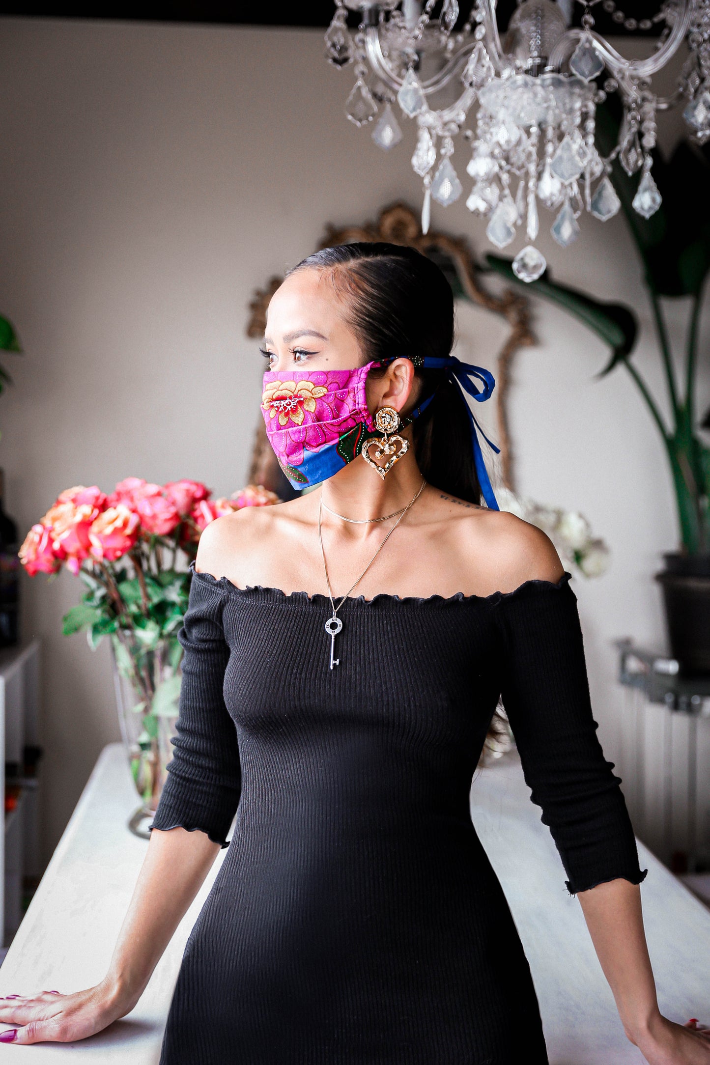 Floral Face Mask with String Ties - ALL PROCEEDS WILL GO TO MEALS ON WHEELS AMERICA