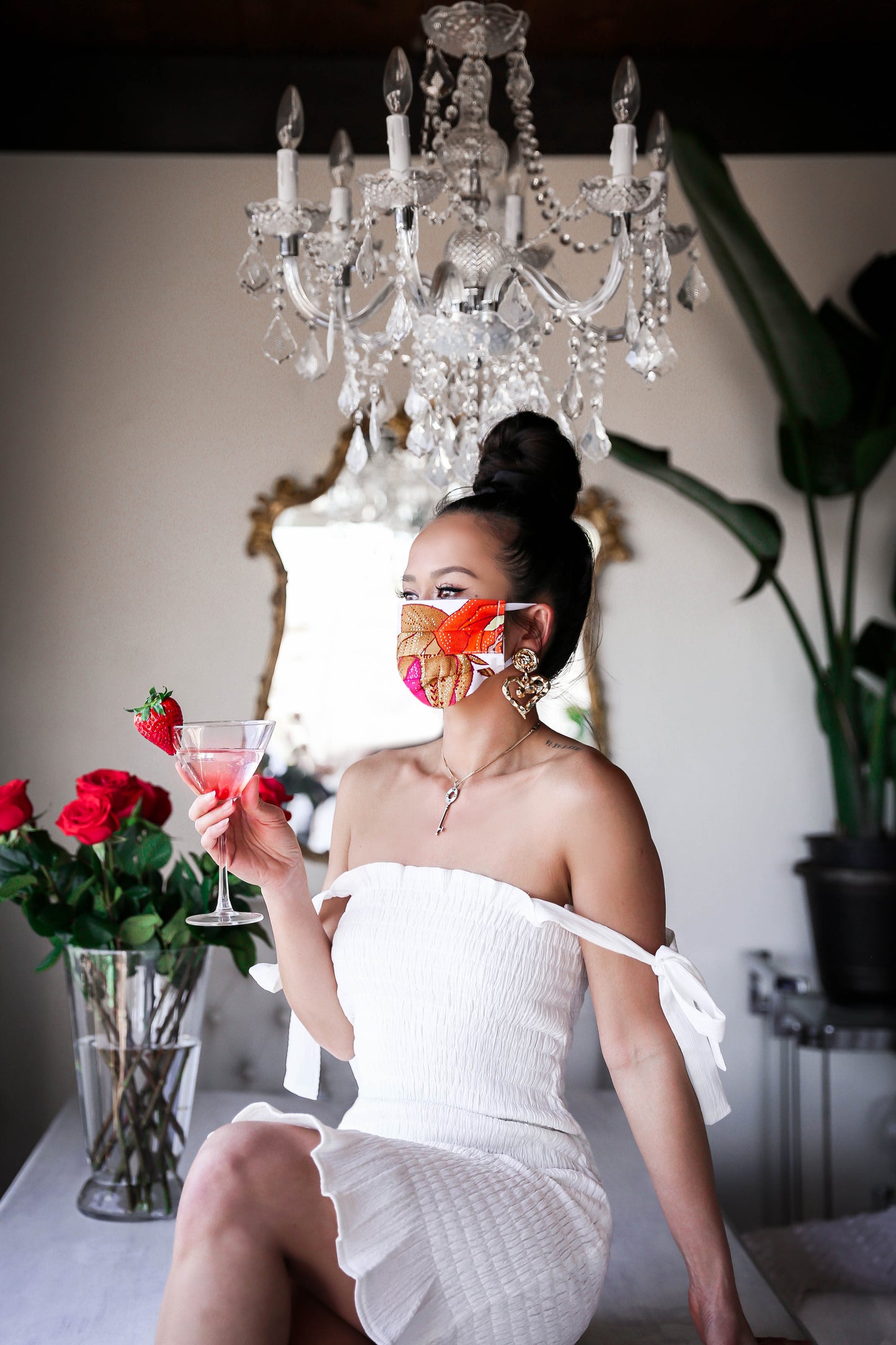 Martini Face Mask with Covered Mouth Opening