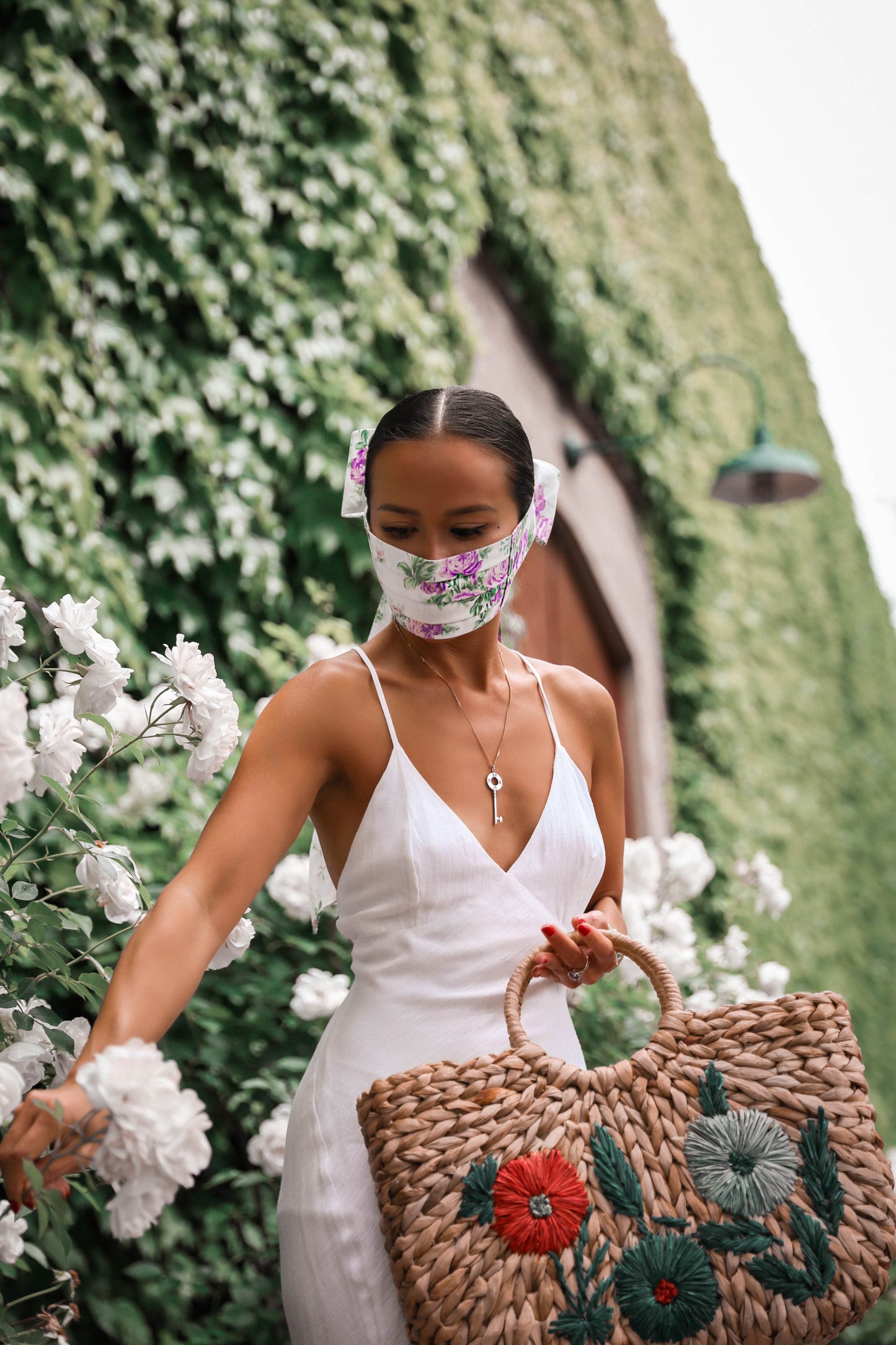 Floral Bow Face Mask