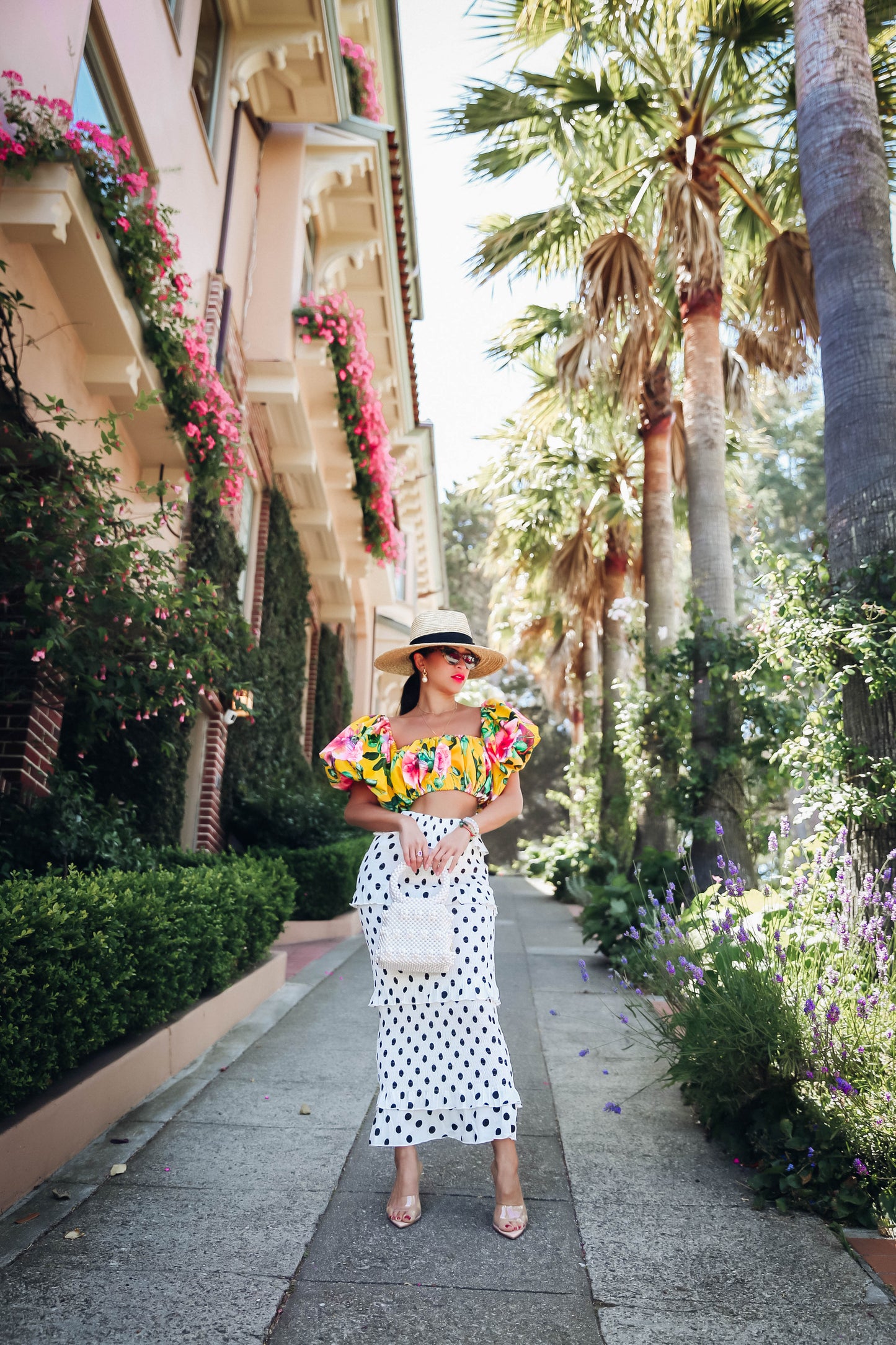 * MADE TO ORDER: Garden of Flowers Crop Top with Balloon Puffy Sleeves