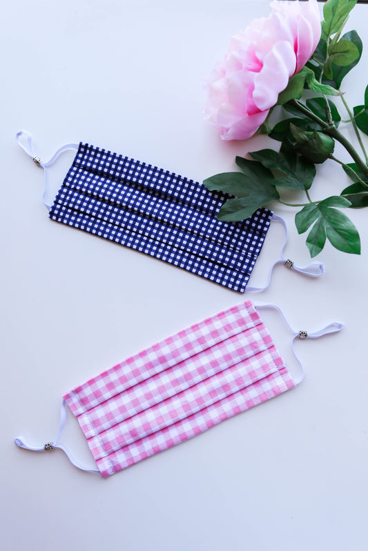 Gingham Face Mask with Adjustable Ear Loops