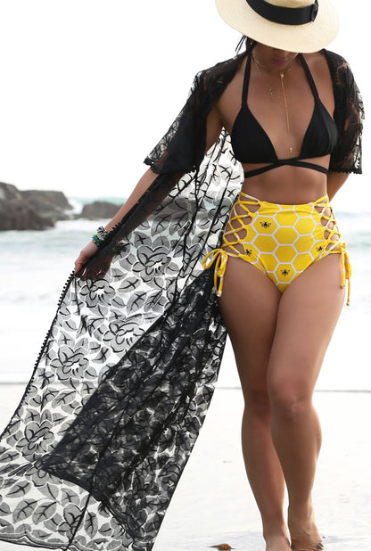 * MADE TO ORDER:  BeeHive Two Piece Lace Up Retro Swimsuit