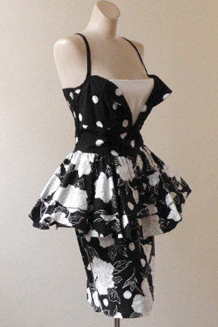 Vintage Robbie Bee Floral Polka Dot Peplum Dress