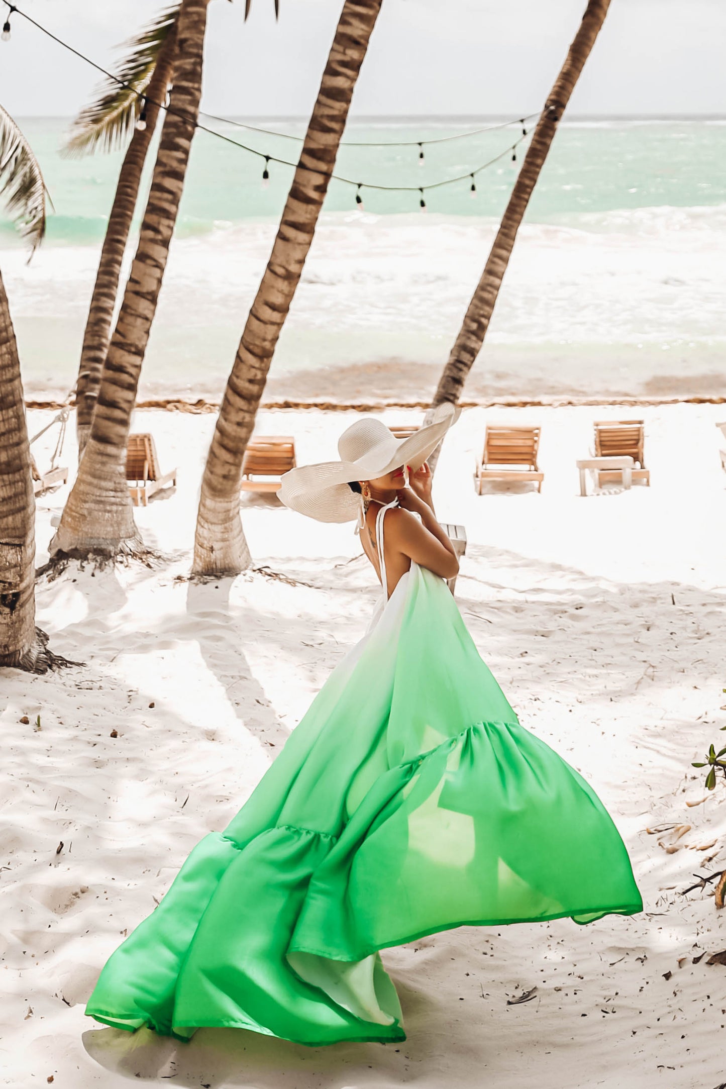 MADE TO ORDER: The Tulum Dress in Green Ombre