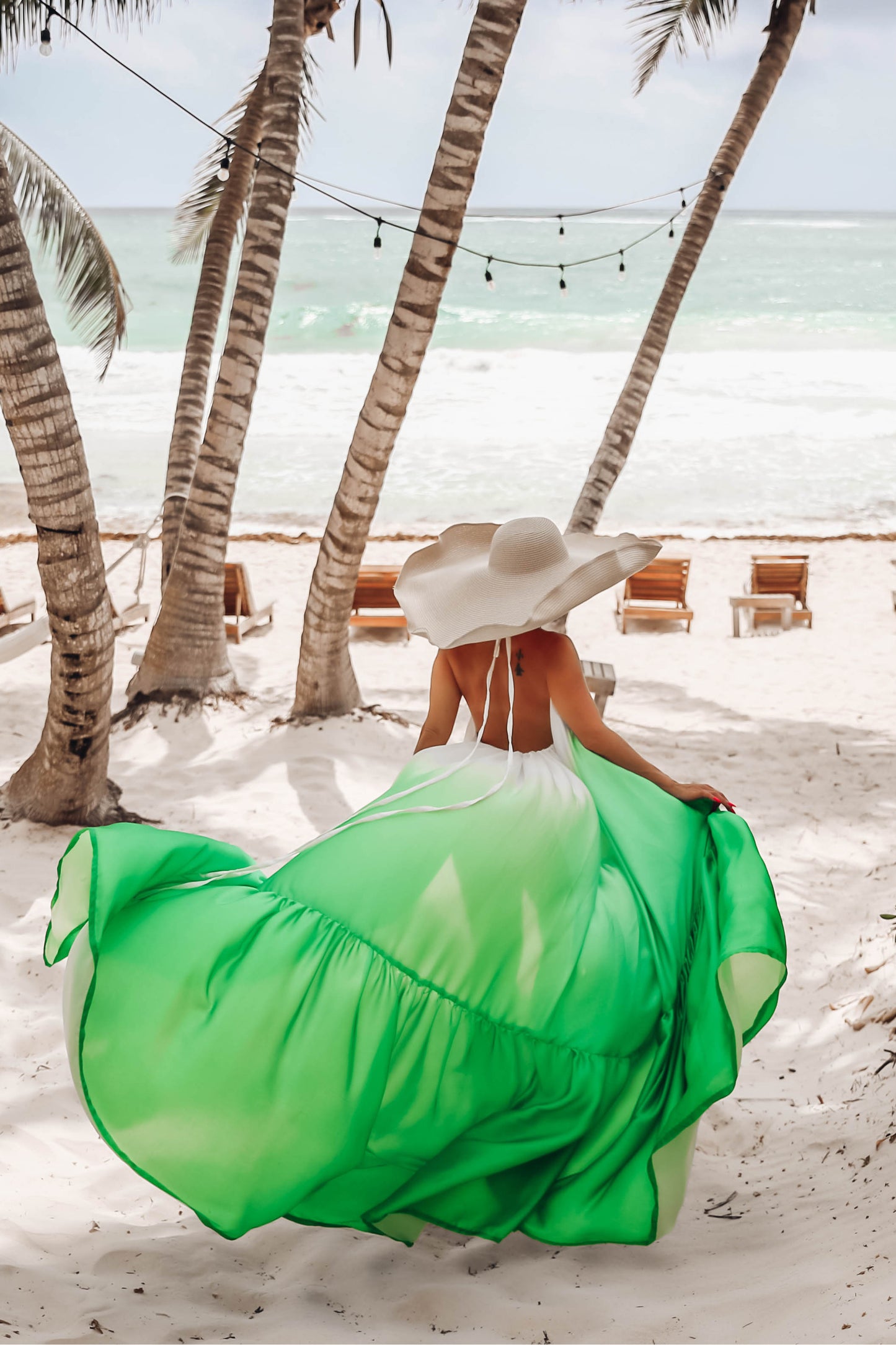 MADE TO ORDER: The Tulum Dress in Green Ombre