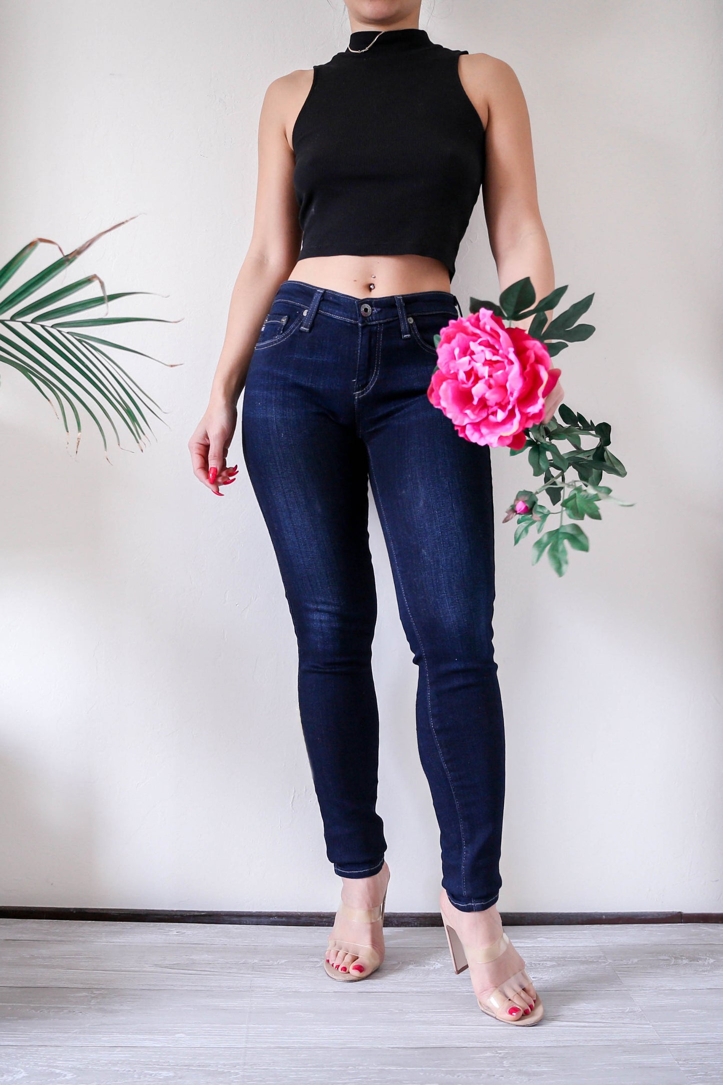 AG Adriano Goldschmied Low Rise Super Skinny Dark Denim Jeans