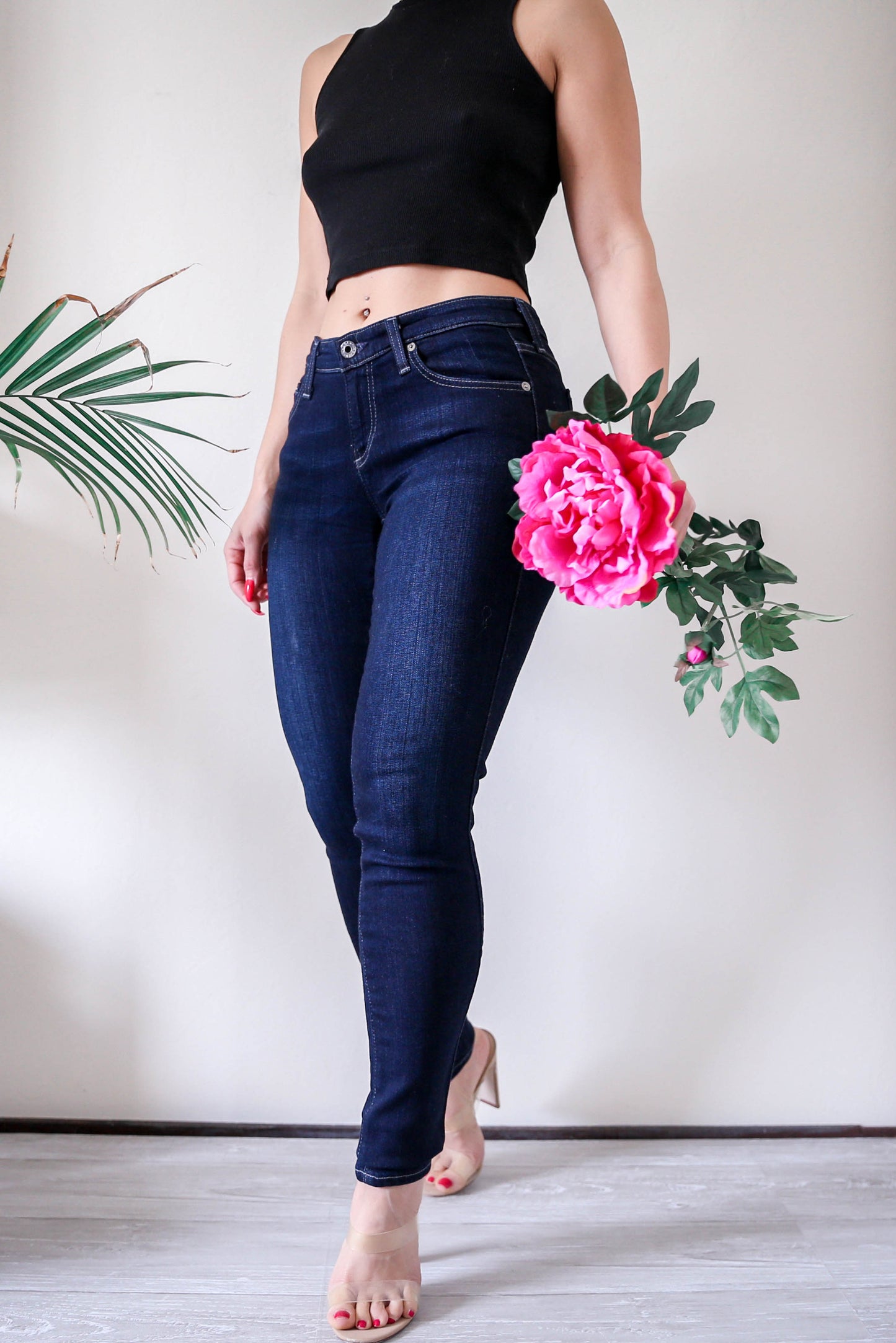 AG Adriano Goldschmied Low Rise Super Skinny Dark Denim Jeans