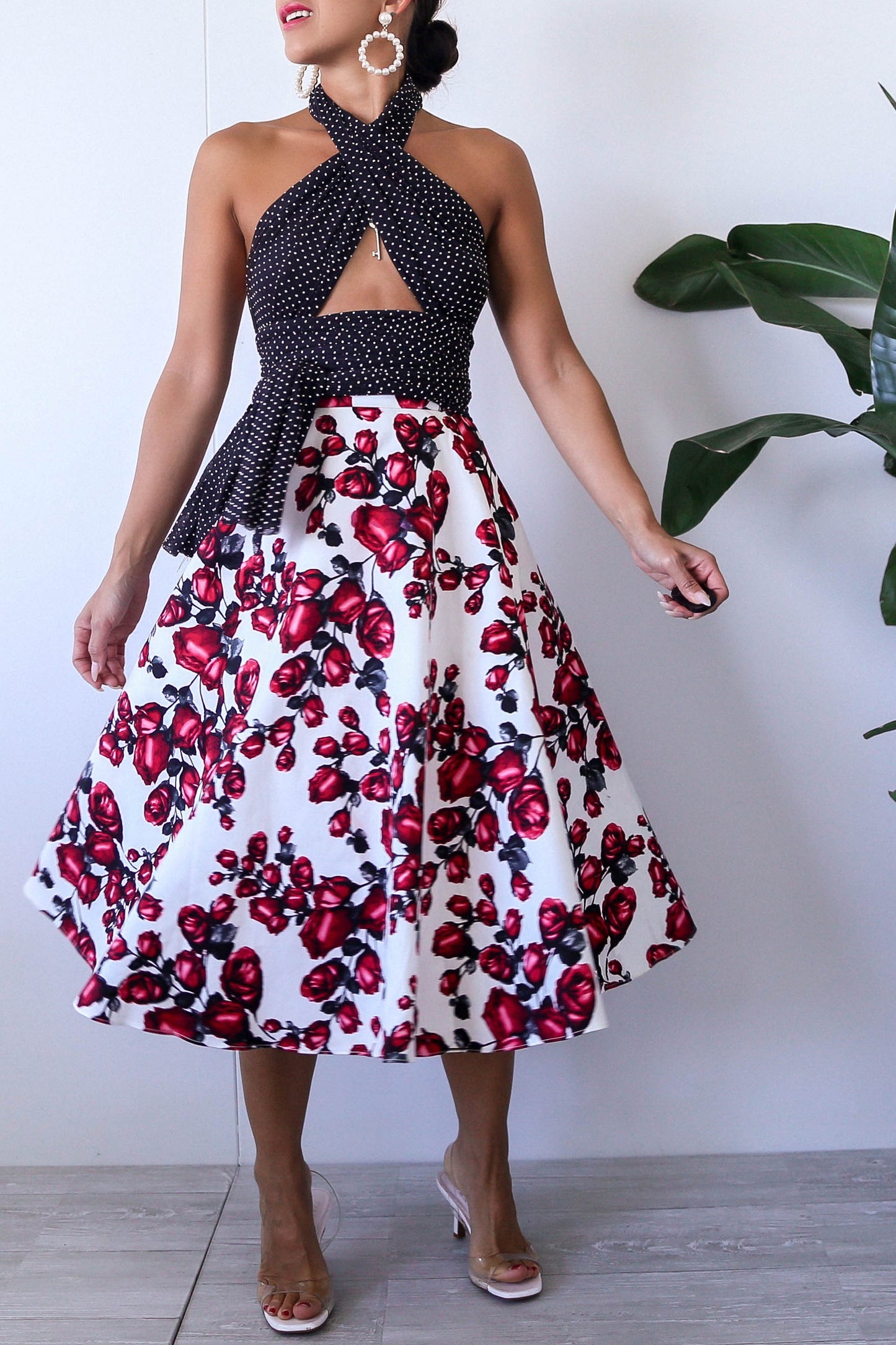 KTR Red Rose Midi Skirt