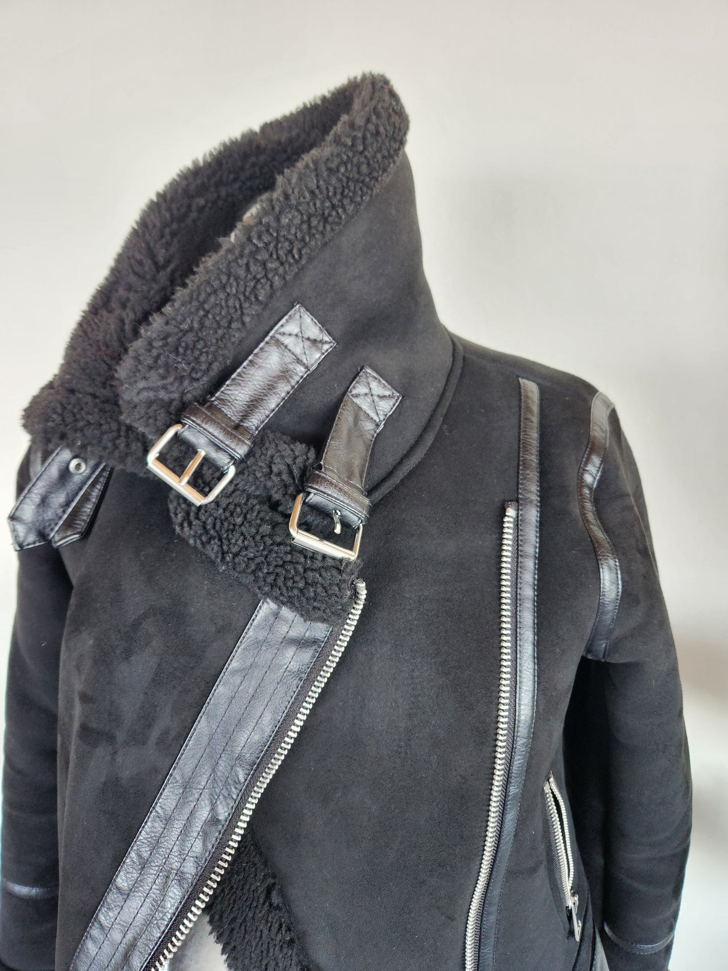 Zara Moto Suede Jacket in Black