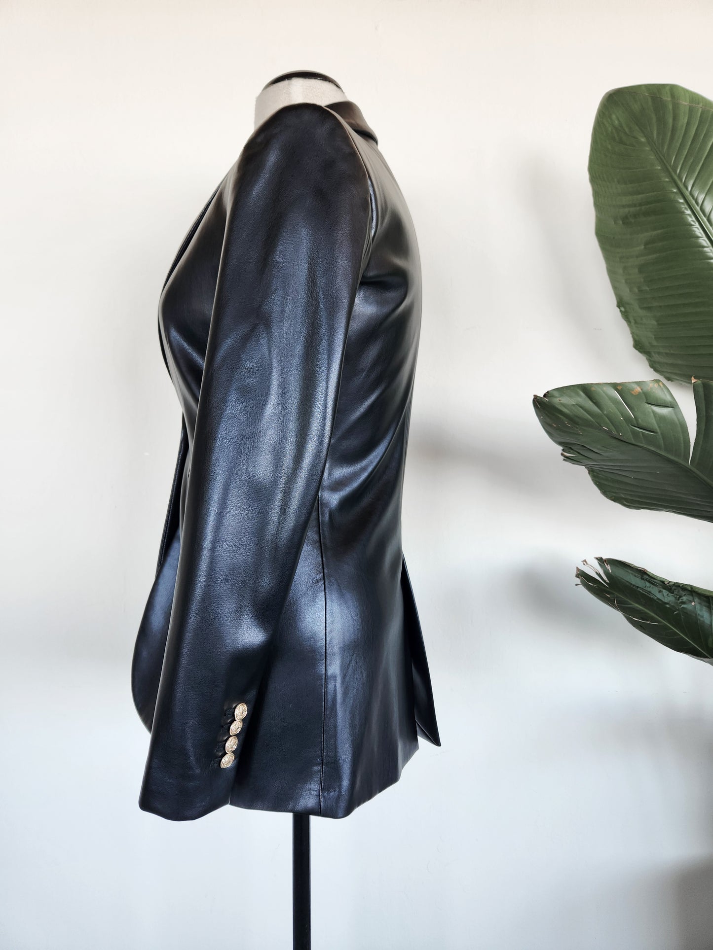 Zara Leather Long Blazer