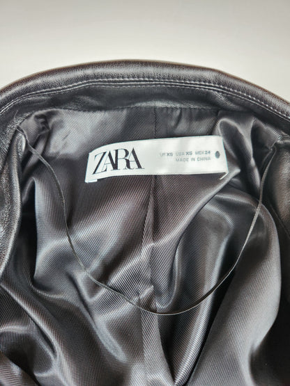 Zara Leather Long Blazer