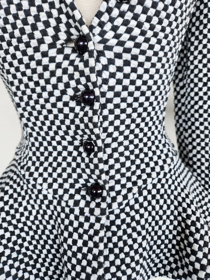 Betsey Johnson Peplum Checkered long Sleeves Top/Blazer