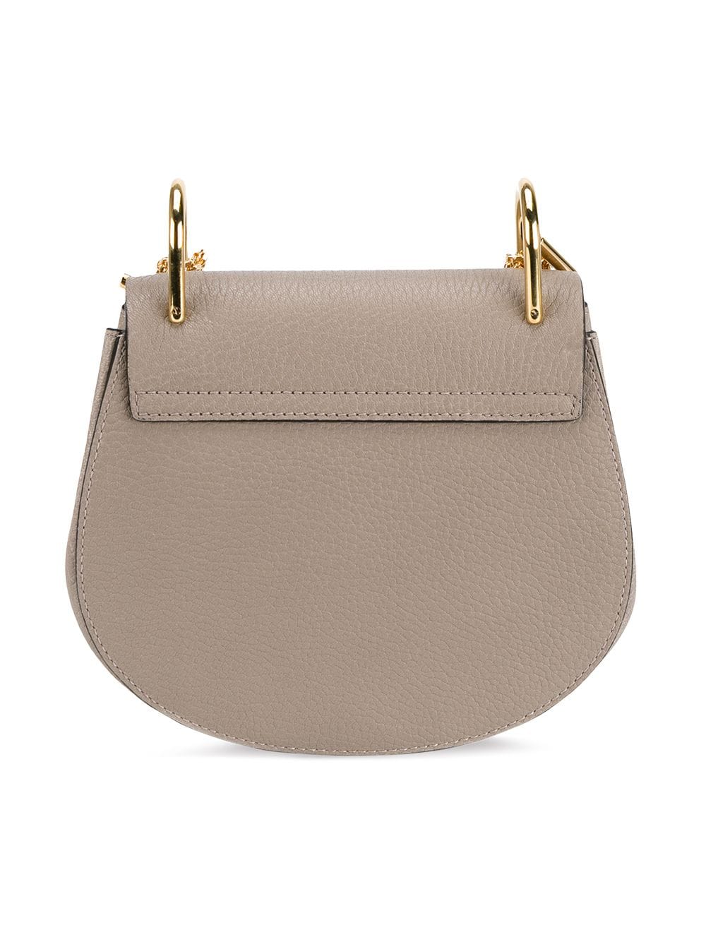 CHLOE MOTTY GREY LEATHER MINI DREW BAG