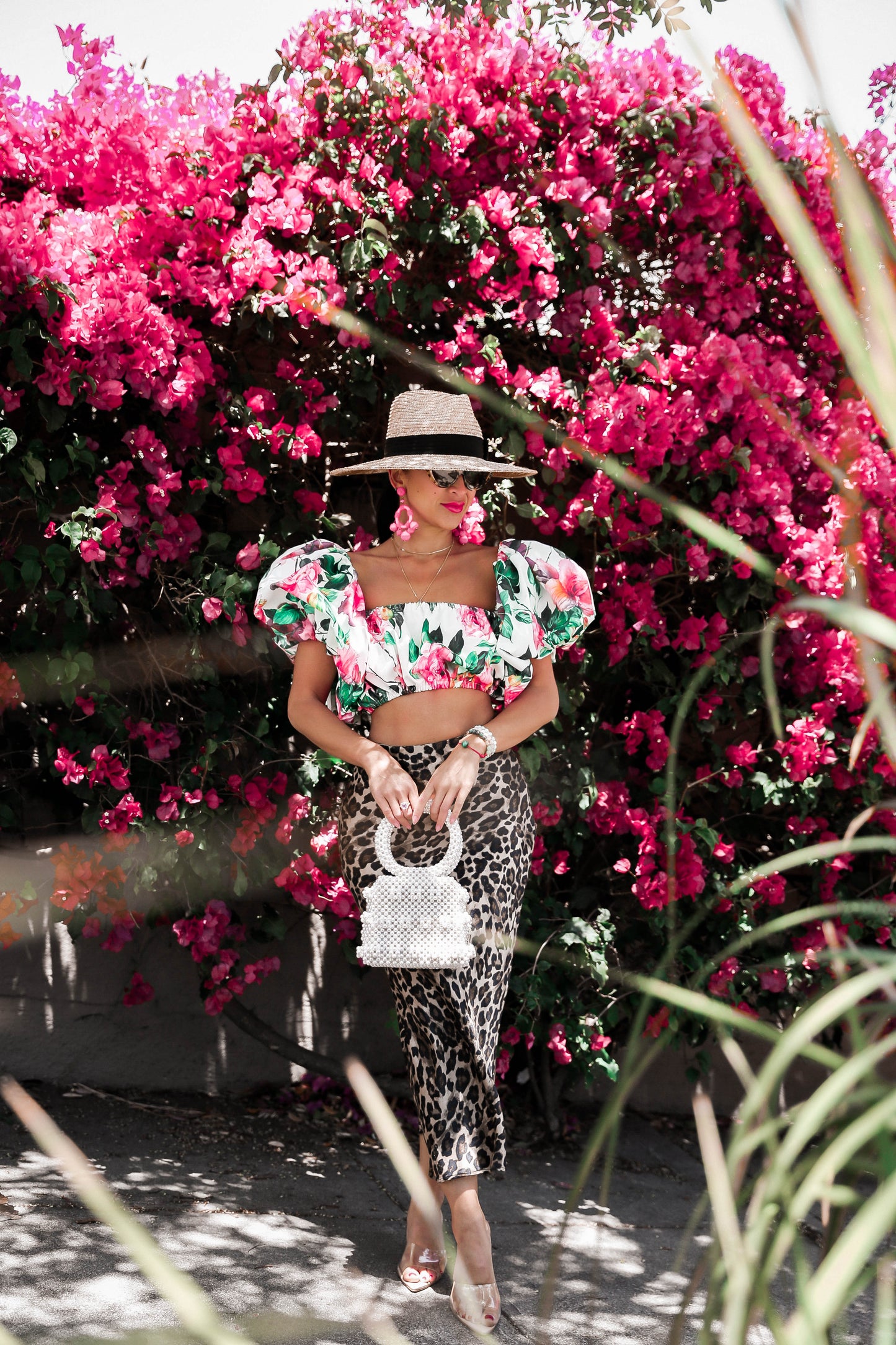 * MADE TO ORDER: Garden of Flowers Crop Top with Balloon Puffy Sleeves