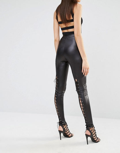 ASOS NaaNaa Tall Faux Leather Lace Up Leggings