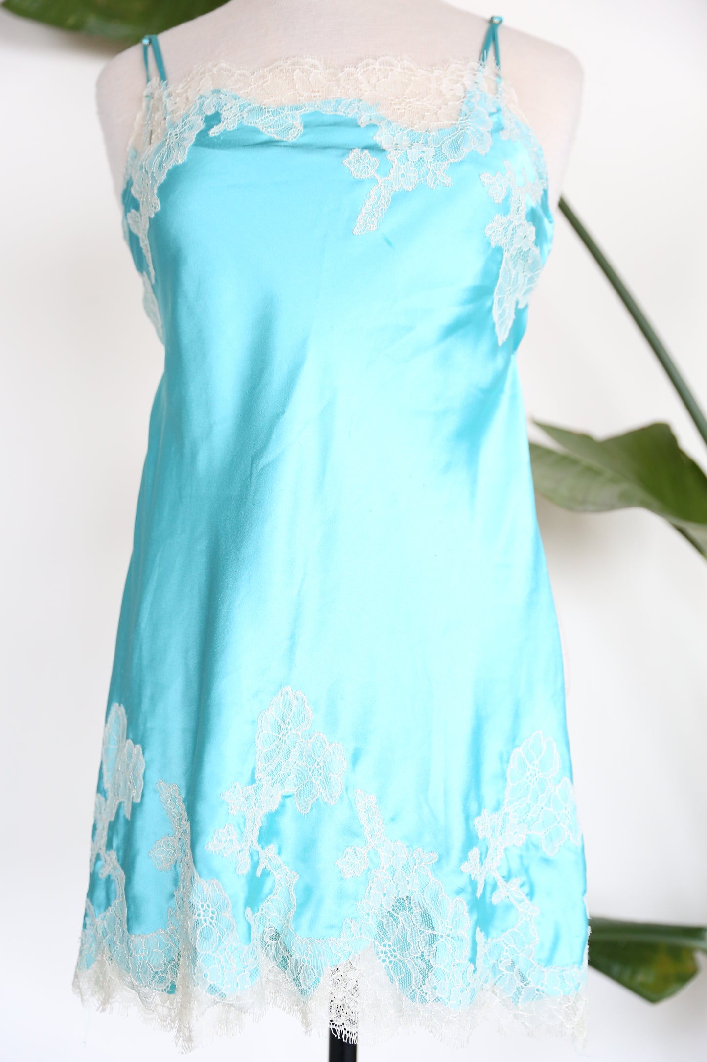 Chemise Satin Slip Dress with Lace Details (2 colors)