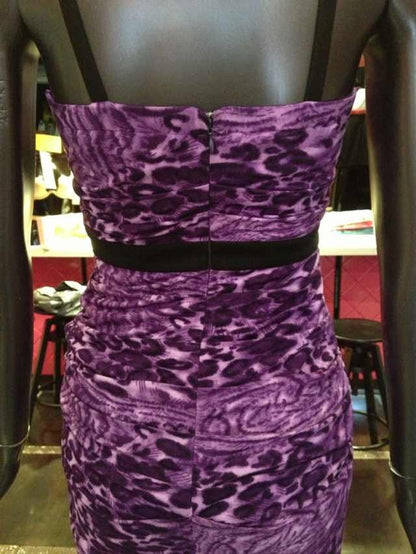 KTR Purple Leopard Print Midi Bodycon Dress