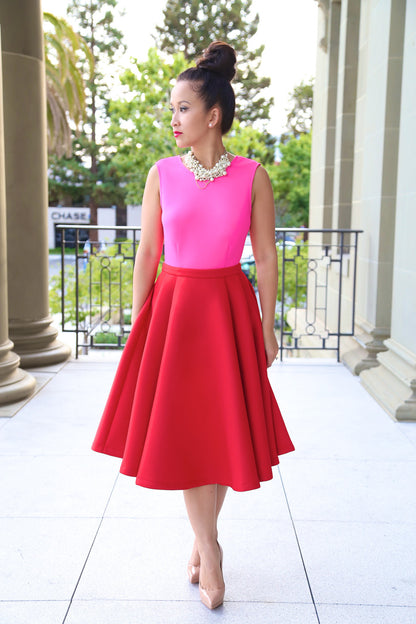Colorblock Pink/Red Full Dress – KTRcollection