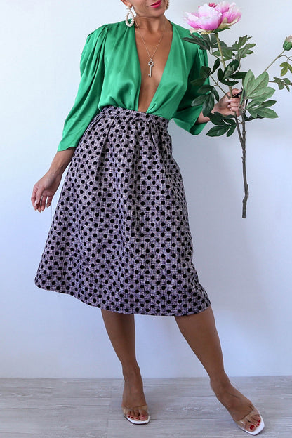 KTR Polka Dots Tweed Midi Skirt