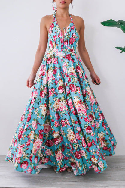 KTR Open Back Floral Maxi Dress