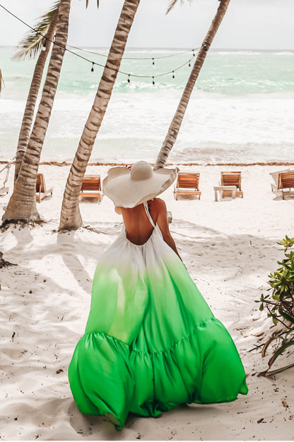 MADE TO ORDER: The Tulum Dress in Green Ombre