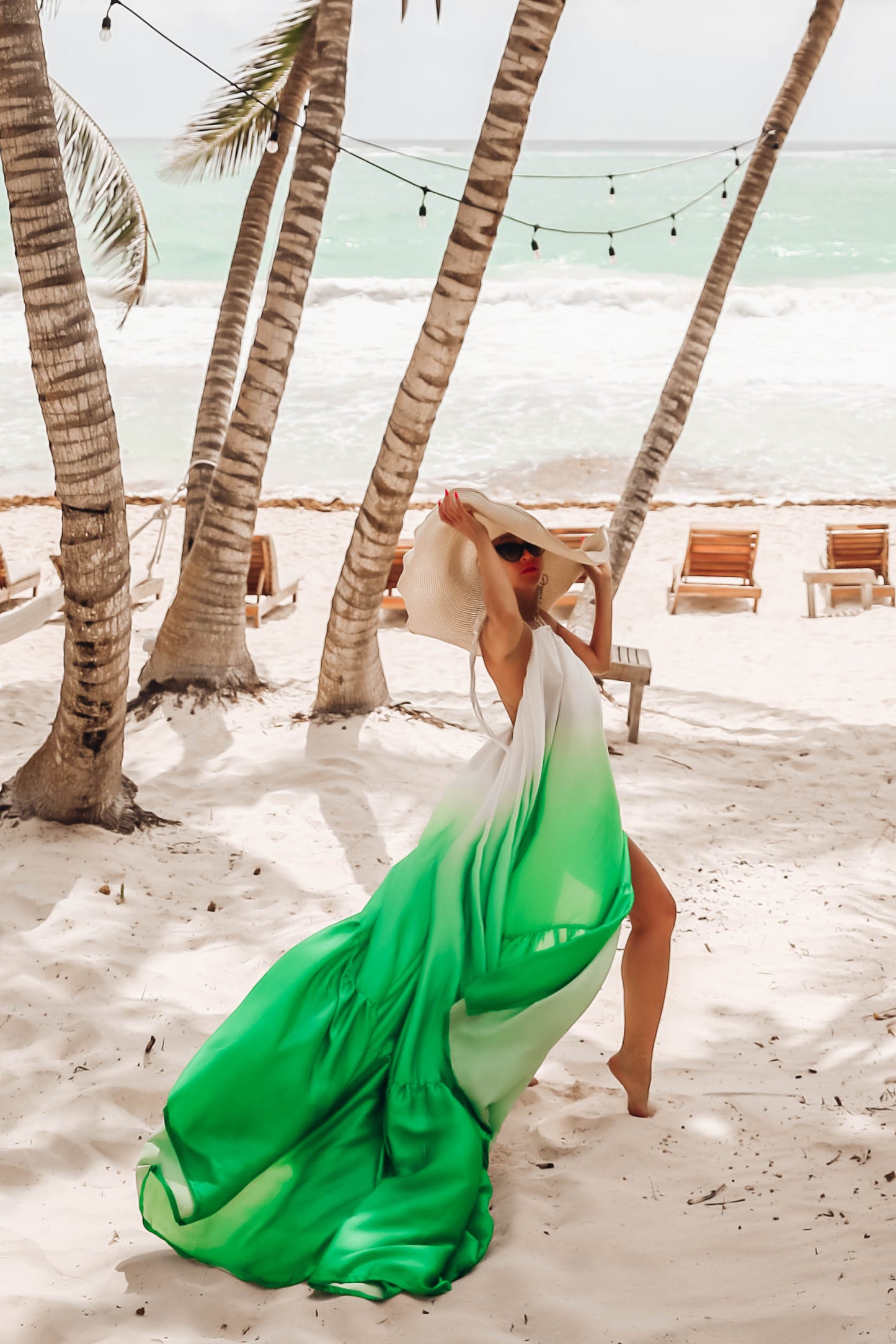 MADE TO ORDER: The Tulum Dress in Green Ombre