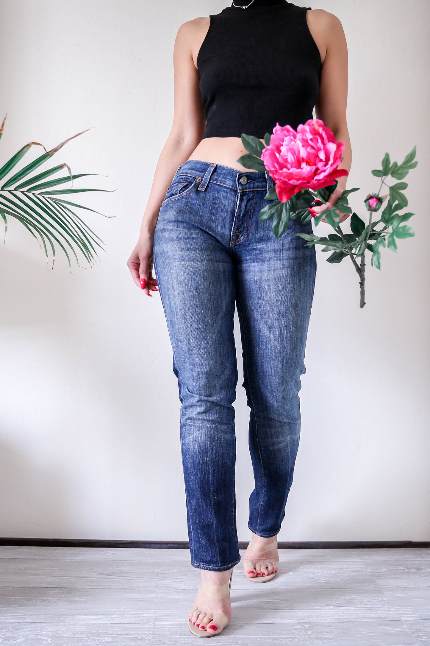 7 For All Mankind Low Rise Skinny Denim Jeans