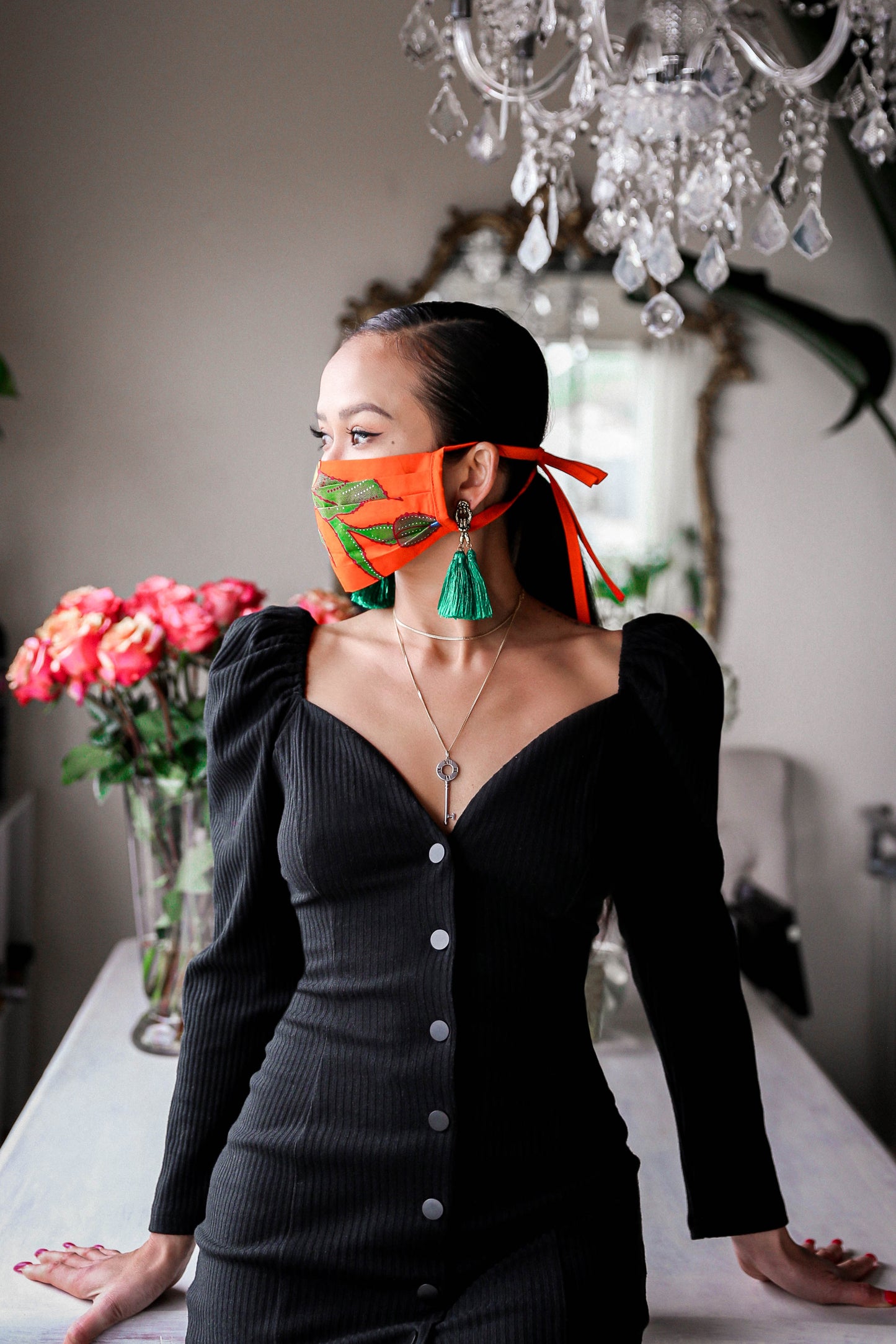 Floral Face Mask with String Ties - ALL PROCEEDS WILL GO TO MEALS ON WHEELS AMERICA