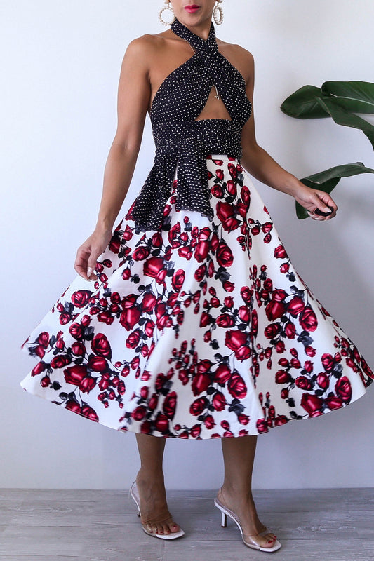 KTR Red Rose Midi Skirt